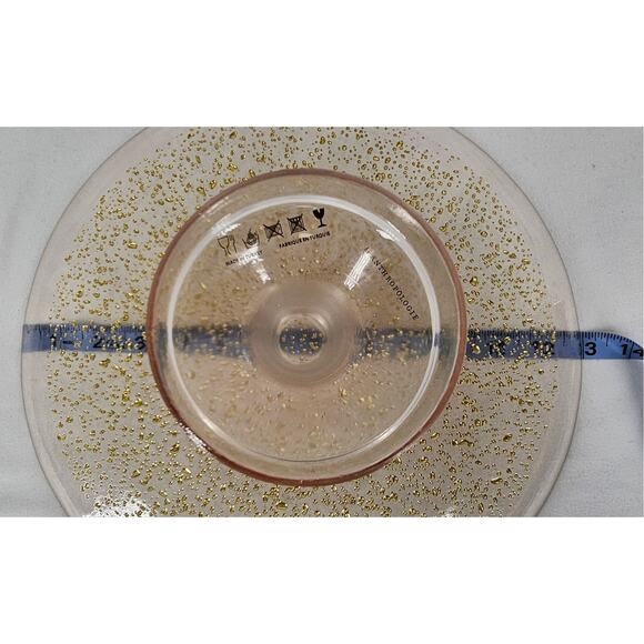 ANTHROPOLOGIE 13" ROSE CLEAR GLASS WITH GOLD DROPLETS CAKE STAND - Picture 9 of 9